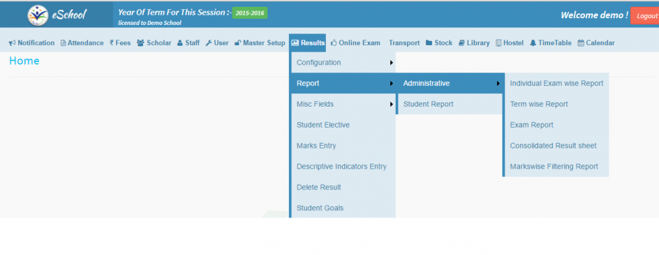 individual exam wise report